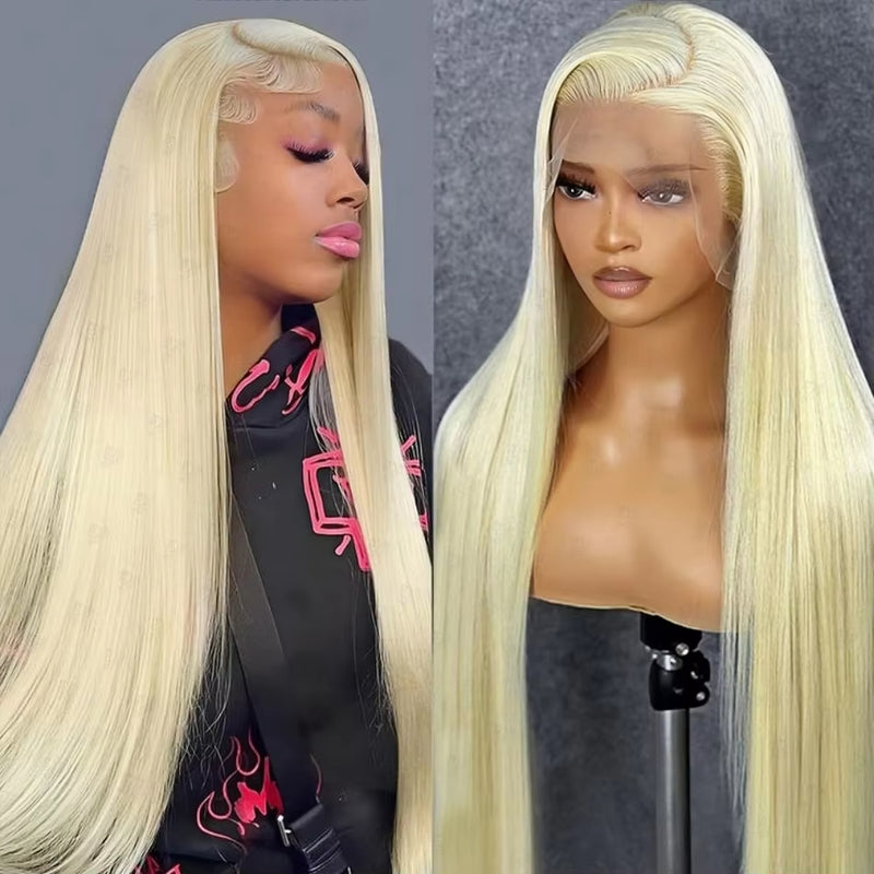 AMZHAIR Raw Vietnamese Hair Blonde 613# Color  Bone Straight Wigs 100% Human Hair 13x6 Hd Lace Frontal Wig Glueless 13x4 Lace Frontal Wigs for Black Women