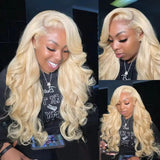 AMZHAIR Body Wave Honey Blonde 613# Colored Wigs Human Hair 13x4 13x6 Lace Frontal Wig Brazilian Human Hair Wigs for Women Loose Wave on Sale