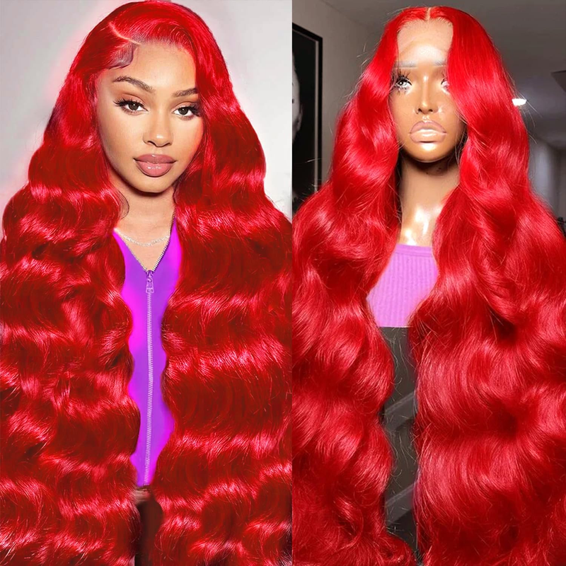 AMZHAIR Raw Vietnamese Hair Red Color Body Wave Body Wave Wigs 100% Human Hair 13x6 Hd Lace Frontal Wig Glueless 13x4 Lace Frontal Wigs for Black Woman