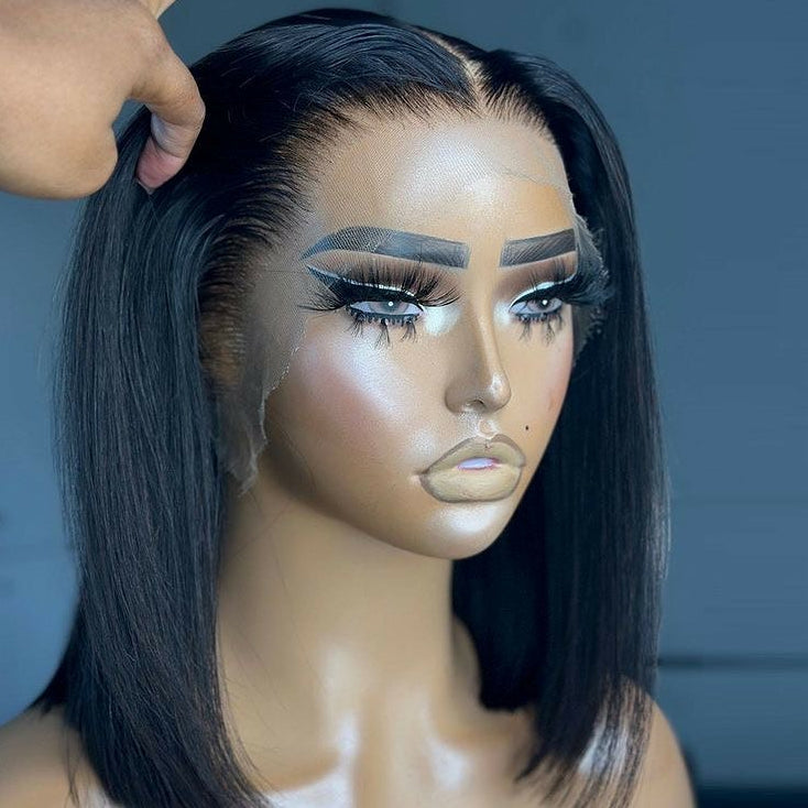 Wholesale Raw Unprocessed Virgin Hair Glueless Bone Straight Short Bob Wigs Human Hair 13X4 hd Lace Front Wigs Glueless  for Black Women