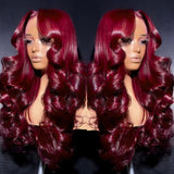 Cheap Raw Hair Burgundy 99J Color Body Wave Wigs 100% Human Hair 13x6 Hd Lace Frontal Wig Glueless 13x4 Lace Frontal Wigs for Black Woman