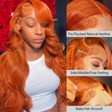 AMZHAIR Raw Vietnamese Hair Orange Color Body Wave 13x4 Lace Wigs Human Hair 13x6 Hd Transparent Lace Frontal Wigs for Women