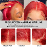 AMZHAIR Raw Vietnamese Hair Red Color Straight Wigs 100% Human Hair 13x6 Hd Lace Frontal Wig Glueless 13x4 Lace Frontal Wigs for Black Women