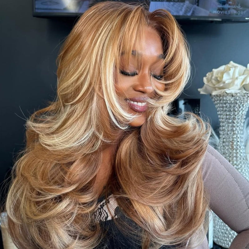 Body Wave 13x6 Hd Transparent Lace Front Wig Highlight Colored Human Hair Wigs for Women Brazilian 4/27 Blonde Pre Plucked Wigs
