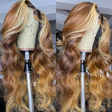 Cheap Highlight Brown Color Raw Vietnamese Hair Body Wave Wigs 100% Human Hair 13x6 Hd Lace Frontal Wig Glueless for Black Woman