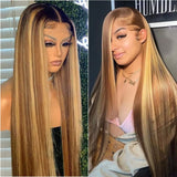 Cheap Raw Vietnamese Hair Honey Blonde Highlight Brown Straight Full Lace Front Wigs Human Hair Hd Lace Wigs for Black Women