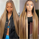 Cheap Raw Vietnamese Hair Honey Blonde Highlight Colored Straight Lace Front Wigs Human Hair Full Hd Lace Wigs Glueless Hd Lace Front Wig for Black Women