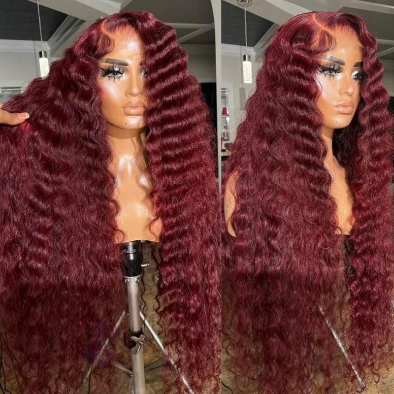 Cheap Raw Vietnamese Virgin Human Hair Kinky Curly 99J Color Lace Wigs Human Hair 13x4 HD Full Lace Frontal Wigs  Glueless for Women