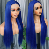 AMZHAIR Wholesale Raw Brazilian Hair Blue Color Human Hair Wigs 13x4 13x6 Lace Frontal 100% Human Hair Glueless Wigs for Black Women