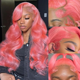 AMZHAIR Raw Vietnamese Hair Pink Color Body Wave Wigs 100% Human Hair Hd Lace Frontal Wig Glueless 13x4 Lace Frontal Wigs for Black Women