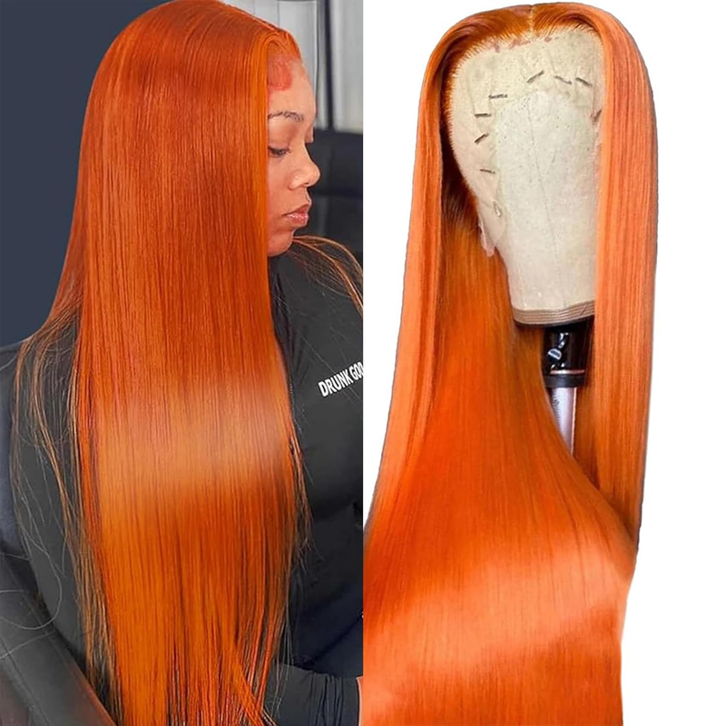AMZHAIR Wholesale Raw Brazilian Hair Orange Color Human Hair Wigs 13x4 13x6 Lace Frontal 100% Human Hair Glueless Wigs for Black Women