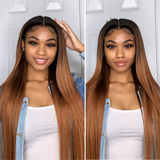 Color 30# Matte Brown Human Hair Transparent Lace Frontal Wig Plucked Natural Hairline