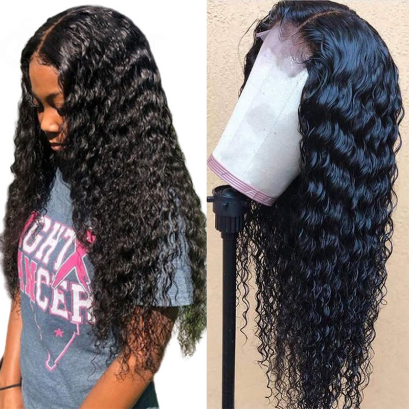 Affordable Deep Wave Lace Closure Wig 100% Human Hair High Density Can Be Customized