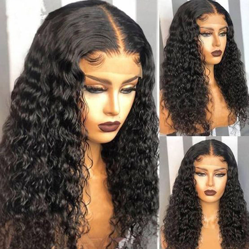 13x4 HD Transparent Deep Wave Lace Front Human Hair Wigs Pre Plucked For Black Women