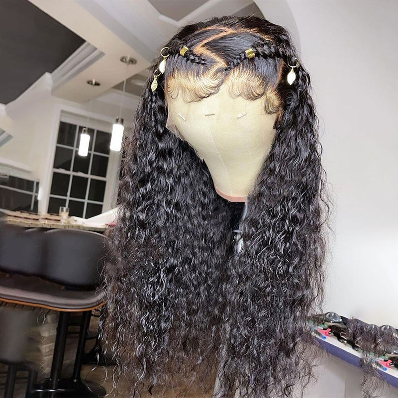 Water Wave 360 HD Lace Front Wig Human Hair Wet and Wavy Lace Wigs with Baby Hair Pre PLucked Hairline