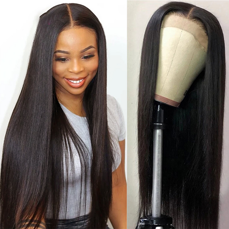 HD Transparent 4X4 Lace Closure Wig Straight Human Virgin Hair Pre Plucked