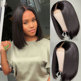 Hot Selling 180% Density High Quality Straight Human Hair Short Bob Wig HD Lace Front Wig Pre Plucked