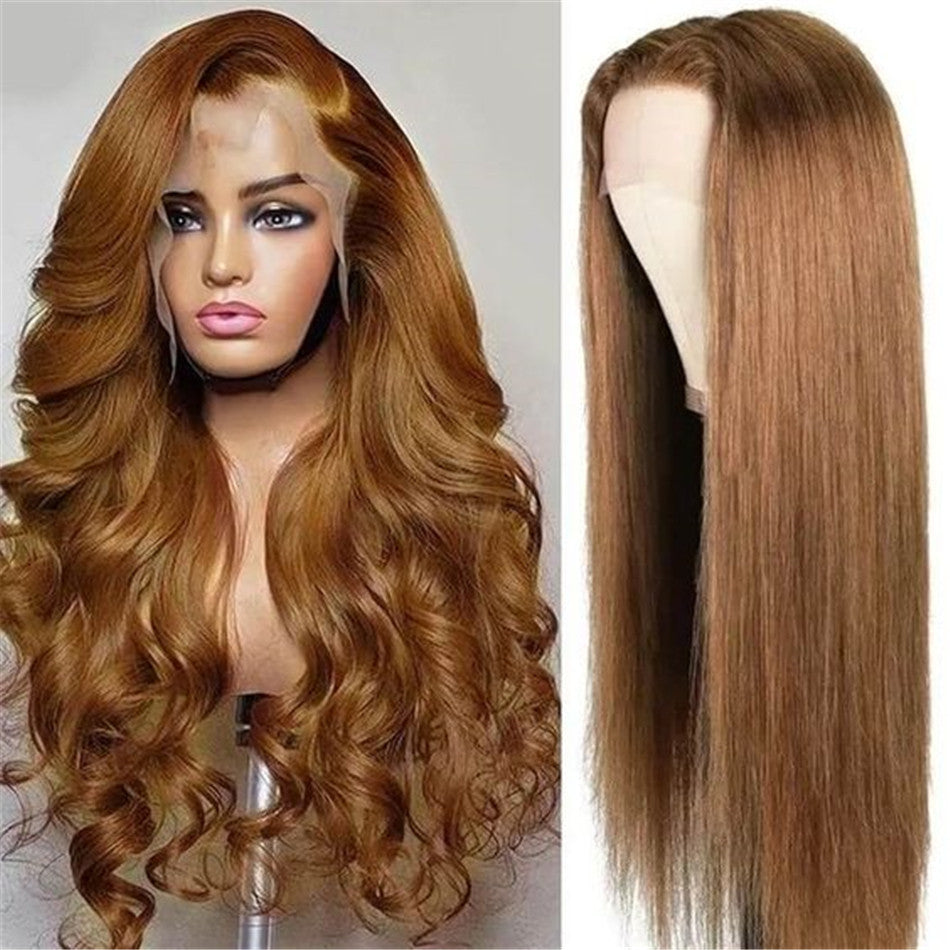 4# Brown Color Human Hair Wigs Transparent HD Frontal Lace