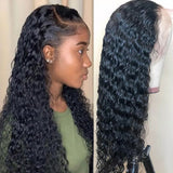 Real Human Hair 180% Density HD 13X4 Water Wave Lace Front Wig Pre Plucked For Black Women