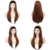 Glueless 30# Brown Chestnut Color Straight Human Hair Headband Wigs 180% Density