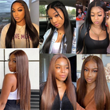 4# Brown Color Human Hair Wigs Transparent HD Frontal Lace