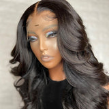 Glueless HD Transparent Lace Front Human Hair Wig Body Wave Lace Wig 180% Density Pre Plucked