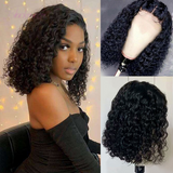  180% Density Deep Wave Human Hair Bob Style HD Transparent Lace Front Wig Pre Plucked