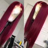 180% Density Burgundy Bug 99J Lace Frontal Wig Red Lace Front Wig Pre Plucked