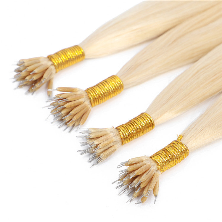AMZHAIR New Arrival Nano Ring Human Hair Extensions Light Color Virgin European Hair Extension