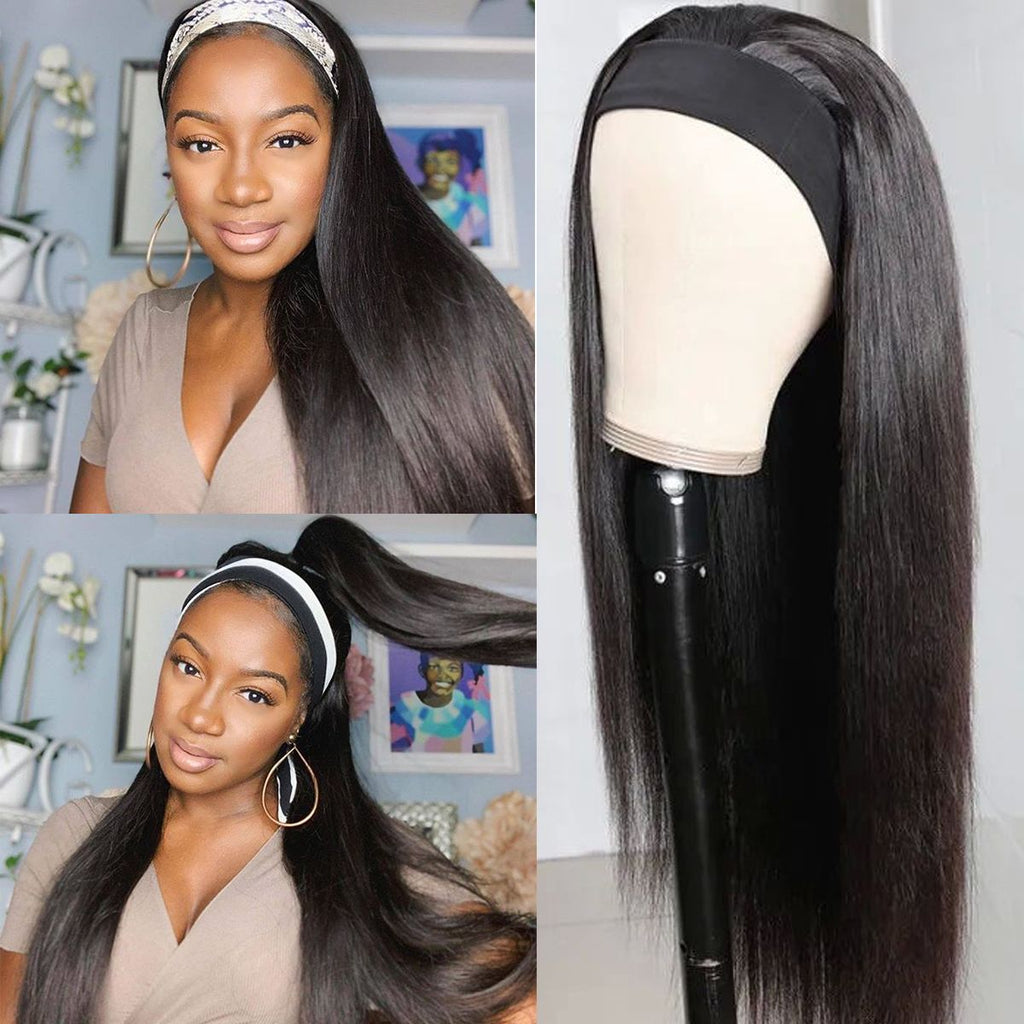 180% Density High Density Headband Wig Straight Best Virgin Human Hair Headband Wigs