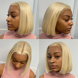 Pre Plucked 613 Blonde Bob Lace Frontal Wig Middle Part High Quality