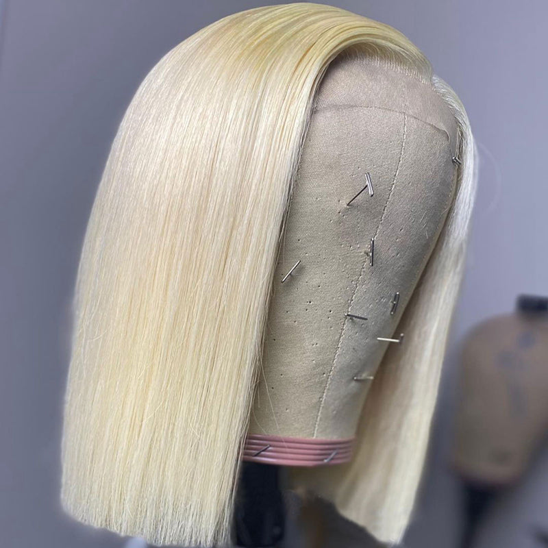 Blonde 613# Bob Lace Closure Wigs Top Quality Human Hair Lace Bob Wig Pre Plucked With Baby Hair