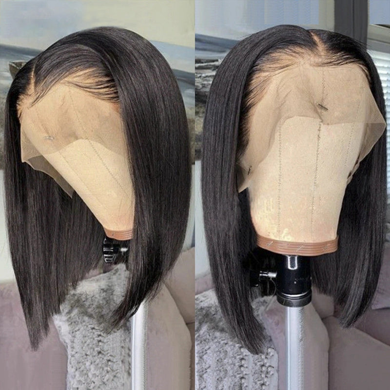 180% Density High Quality Straight Bob Style HD Lace Frontal Wig Pre Plucked