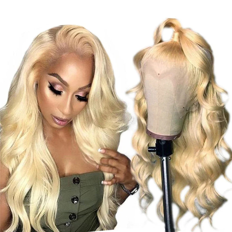 High Density Pre Plucked Body Wave 613 Blonde Lace Frontal Wig