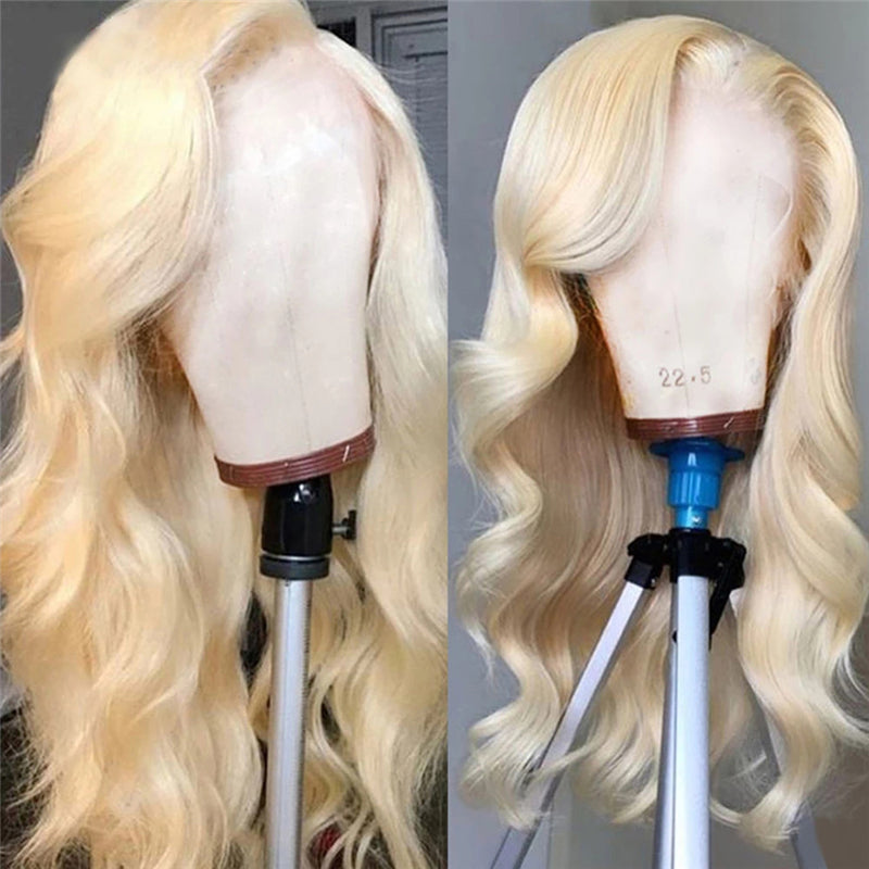 High Density Pre Plucked Body Wave 613 Blonde Lace Frontal Wig