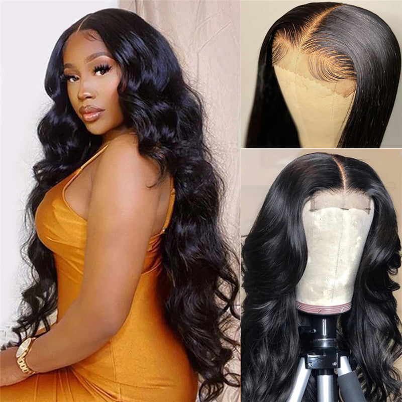 HD Transparent Deep Curly Wave Full Lace Wig Pre Plucked Natural