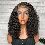 High Quality HD Transparent Kinky Curly Wave BOB Lace Front Wig 100% Human Hair