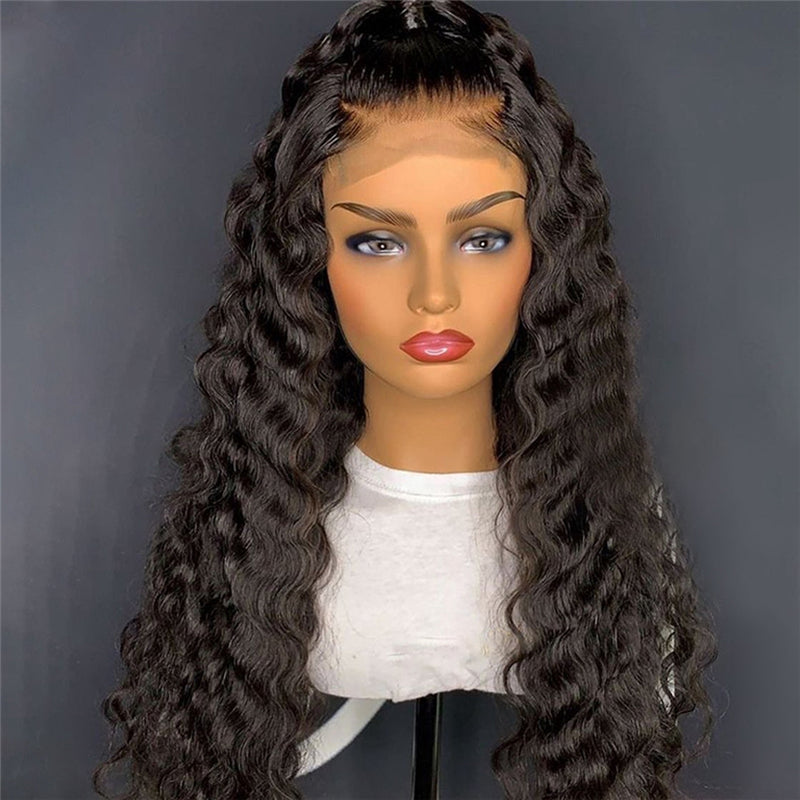 Affordable Deep Wave Lace Closure Wig 100% Human Hair High Density