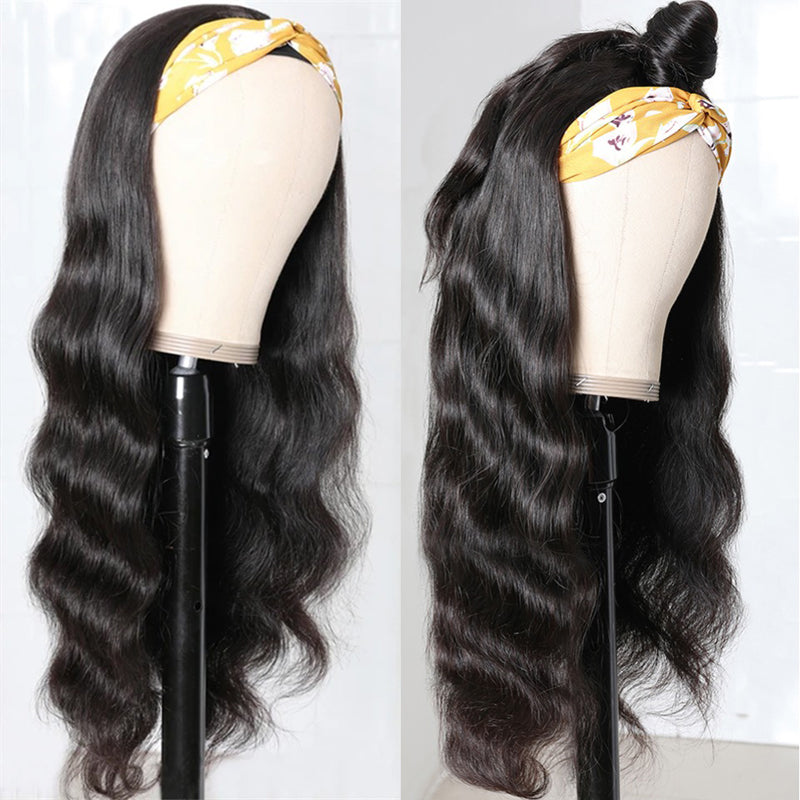 Affordable Body Wave Headband Wig 180% Density High Quality 100% Human Hair Wig