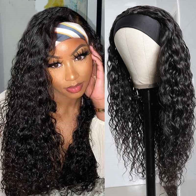 Soft Bouncy Affordable Headband Wig Water Wave High Full Density