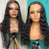 Water Wave Virgin Human Hair 13X4 HD Transparent Lace Front Wig Pre Plucked For Black Women High Density