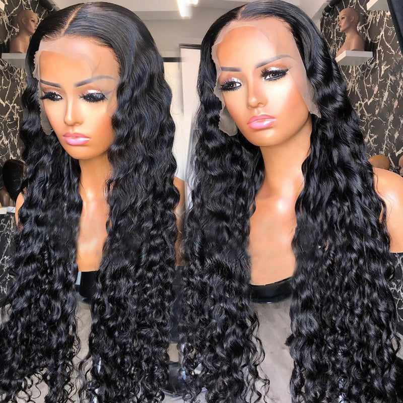 Water Wave Virgin Human Hair HD Lace Front Wig Pre Plucked With Baby Hair For Black Women