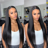Real Human Hair Wig HD Transparent Straight Lace Front Wig Pre Plucked 180% Density