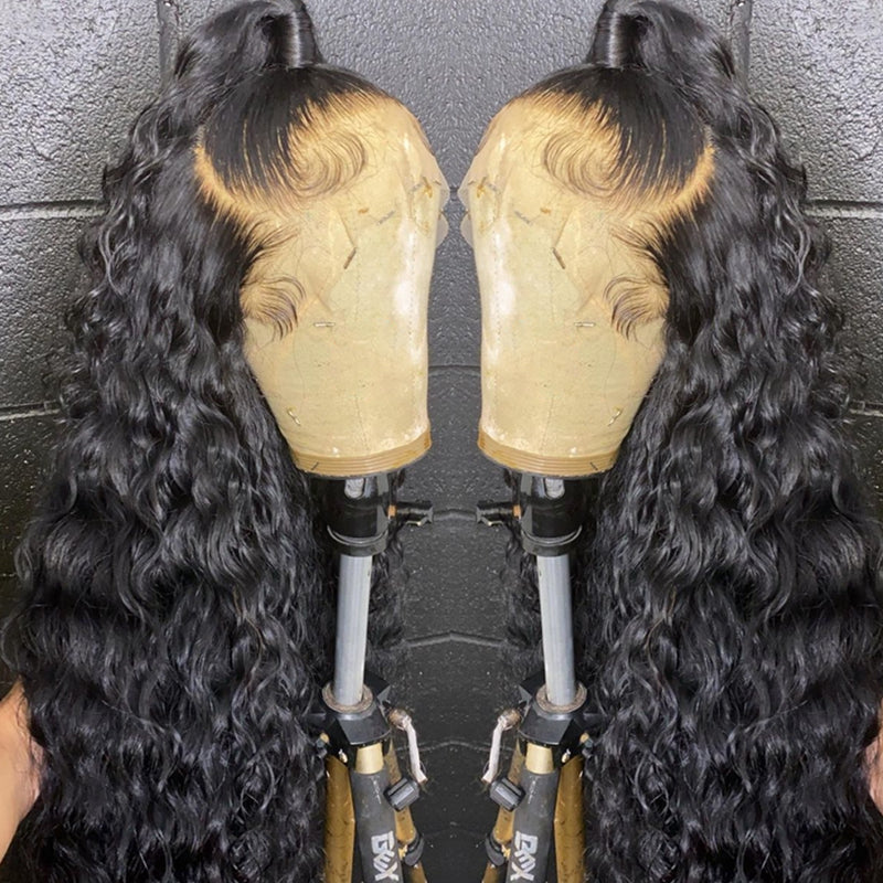 180% Density Water Wave Human Hair HD 13X4 Lace Front Wig Pre Plucked With Baby Hair