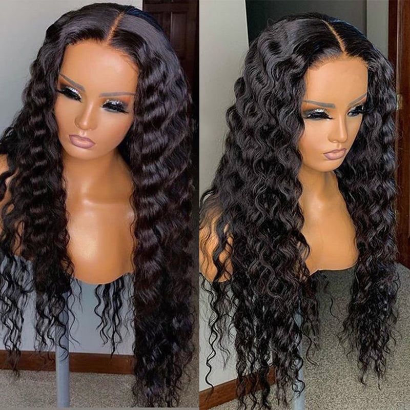 Perfect HD Invisible Lace Frontal Wig 180% Density 13X4 Deep Wave Lace Front Wig Pre Plucked
