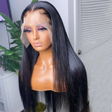 100% Virgin Human Hair HD Transparent Straight Lace Front Wig Pre Plucked 180% Density