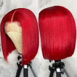 High Quality Red Bob Lace Frontal Wig Deep Part Pre Plucked Hd Lace