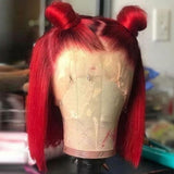 High Quality Red Bob Lace Frontal Wig Deep Part Pre Plucked Hd Lace