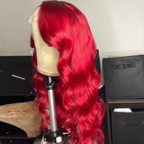 180% Density 99J# Burgundy Body Wave Lace Front Wig Hd Transparent  Red Lace Frontal Wig
