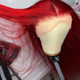 Pre Plucked Red Lace Front Wig 99J Burgundy Straight Human Hair High Density